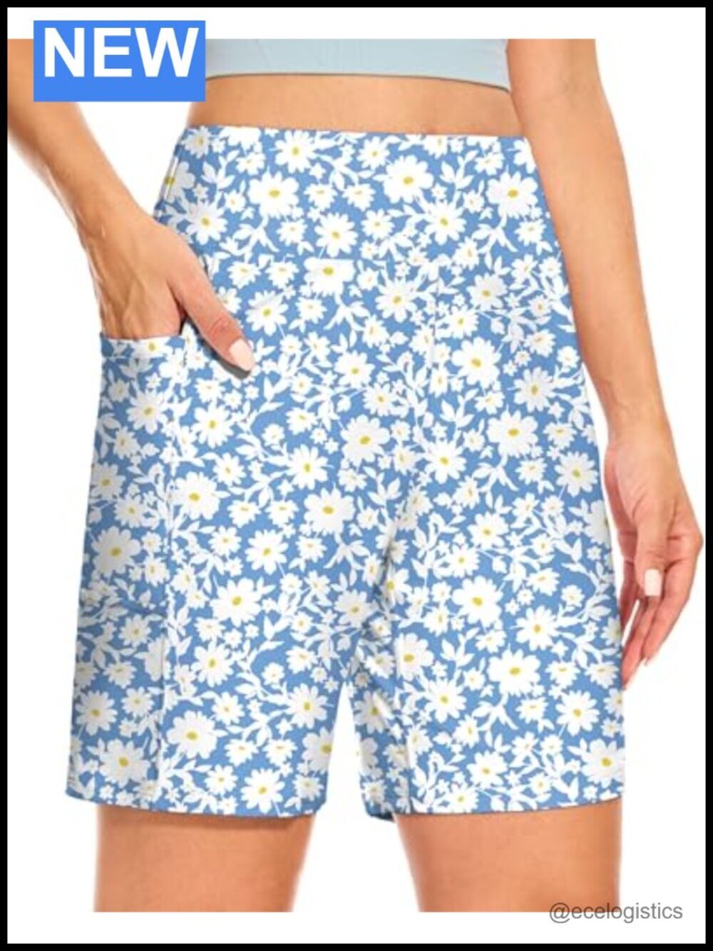7" Bermuda Shorts with Pockets High Waisted Stretch Athletic Long Shorts for